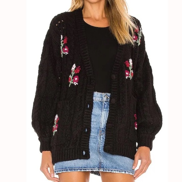 NWT For Love & Lemons Amaryllis Button Down Cardigan